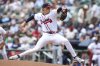 Atlanta Braves pitcher Hurston Waldrep delivers in the third inning of a baseball game against the Miami Marlins, Saturday, Aug. 9, 2025, in Atlanta. (AP Photo/Colin Hubbard)