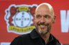 FILE - Erik ten Hag smiles during his presentation as new head coach of Bundesliga soccer club Bayer 04 Leverkusen at the BayArena stadium in Leverkusen, Germany, Monday, May 26, 2025. (AP Photo/Martin Meissner, File)