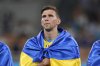 FILE - Ukraine's Illia Zabarnyi stands prior to the start of the Euro 2024 group C qualifying soccer match between Italy and Ukraine at the San Siro stadium, in Milan, Italy, Sept. 12, 2023. (AP Photo/Antonio Calanni, File)