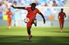 FILE -Netherlands' Ernest Poku kicks the ball during the semi final soccer match between England and the Netherlands at the European U-21 Championship at the National football stadium in Bratislava, Slovakia, June 25, 2025. (AP Photo/Petr David Josek, File)