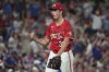 St. Louis Cardinals starting pitcher Michael McGreevy pumps his fist as he walks off the field after getting Chicago Cubs' Kyle Tucker to fly out ending the top of the fifth inning of a baseball game Friday, Aug. 8, 2025, in St. Louis. (AP Photo/Jeff Roberson)
