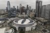 FILE - This aerial view show Crypto.com Arena in downtown Los Angeles, Tuesday, Sept. 5, 2023. (AP Photo/Jae C. Hong, File)