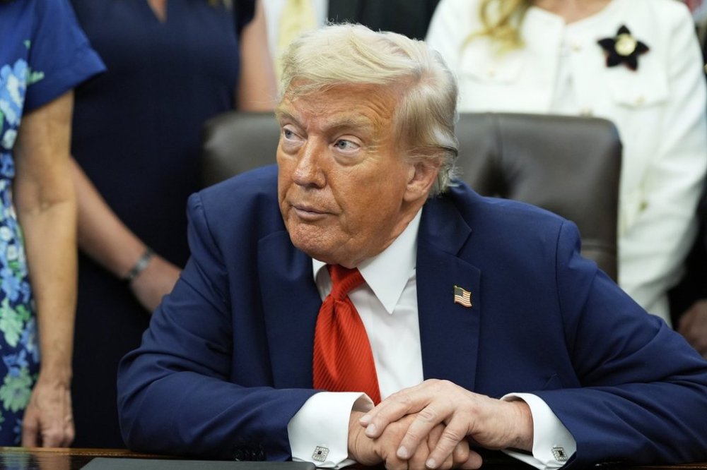 President Donald Trump speaks during an event signing a proclamation honoring the fourth anniversary of the attack at Abbey Gate in Afghanistan, in the Oval Office of the White House, Monday, Aug. 25, 2025, in Washington. (AP Photo/Alex Brandon)