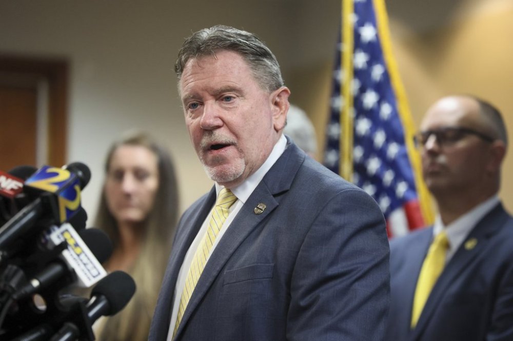 Chris Hosey, Director of Georgia Bureau of Investigation, speaks about the details of the shooting near the CDC and Emory University at the GBI headquarters, Tuesday, Aug., 12, 2025, in Decatur, Ga. (Jason Getz/Atlanta Journal-Constitution via AP)