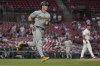 Pittsburgh Pirates' Henry Davis, left, rounds the bases after hitting a solo home run off St. Louis Cardinals starting pitcher Andre Pallante during the third inning of a baseball game Tuesday, Aug. 26, 2025, in St. Louis. (AP Photo/Jeff Roberson)