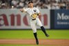New York Yankees shortstop Anthony Volpe throws out Minnesota Twins' Mickey Gasper during the seventh inning of a baseball game, Tuesday, Aug. 12, 2025, in New York. (AP Photo/Yuki Iwamura)
