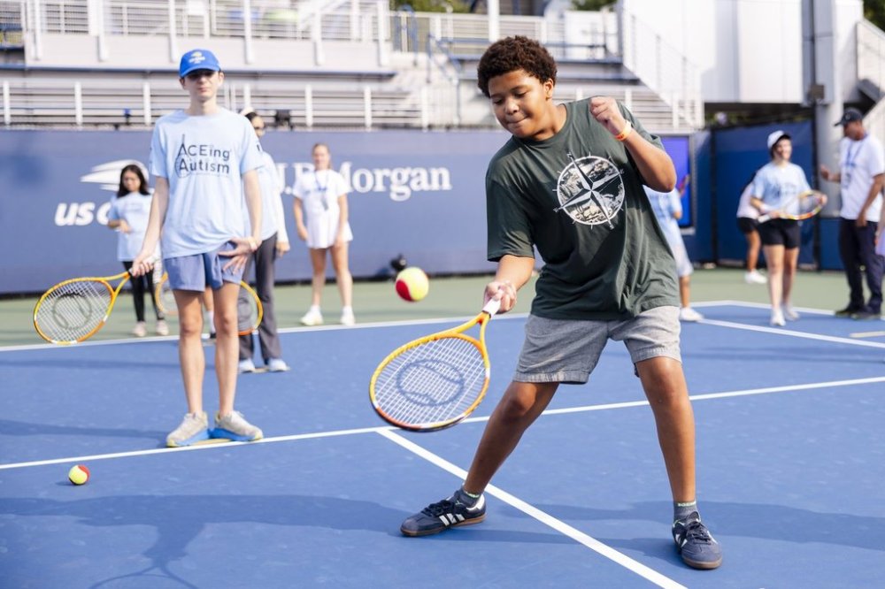 Fans participate in Court of Dreams at the 2025 US Open on Saturday, Sep. 6, 2025 in the Flushing Queens borough of New York. (Dave Dellinger/USTA via AP)
