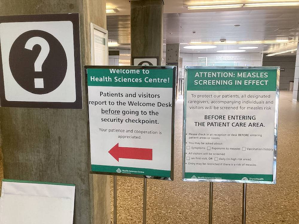 SUPPLIED
The Health Sciences Centre began actively screening visitors for measles earlier this summer.