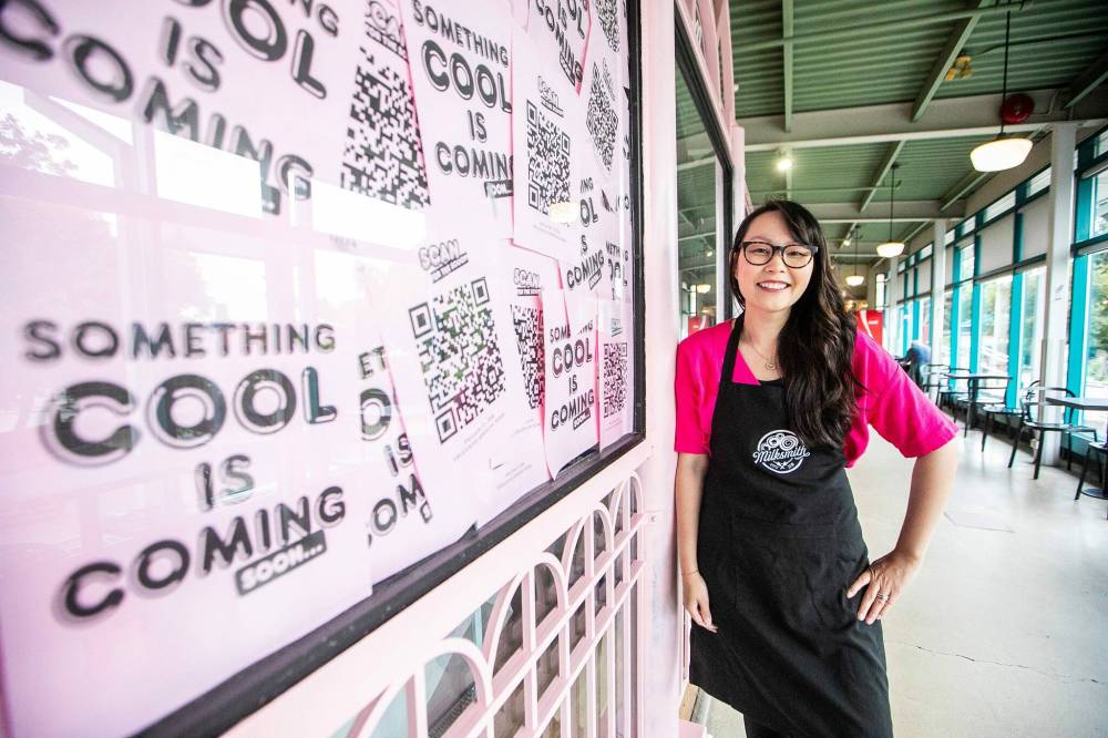 MIKAELA MACKENZIE / FREE PRESS
Siuleen Liebl, owner of Milksmith, at their new under-construction location in Johnston Terminal at The Forks.