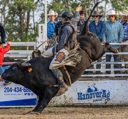 Carey Lee Photo
                                Some of Canada’s best bull riders will take on some of the baddest bulls at Hanover Ag’s Bull Riders Canada Invitational from Aug. 14-15 at the Keystone Agri-Motive Livestock Arena in Grunthal.
