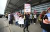 RUTH BONNEVILLE / FREE PRESS
                                Loca - Air Canada strike Air Canada flight attendants picket outside the Winnipeg Richardson International Airport defying back-to-work orders Monday. See story. Aug 18th, 2025