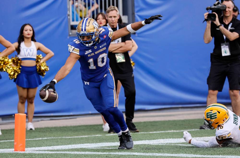 John Woods / THE CANADIAN PRESS files
                                Bombers’ receiver Nic Demski stretches into the end zone for a touchdown against the Edmonton Elks.