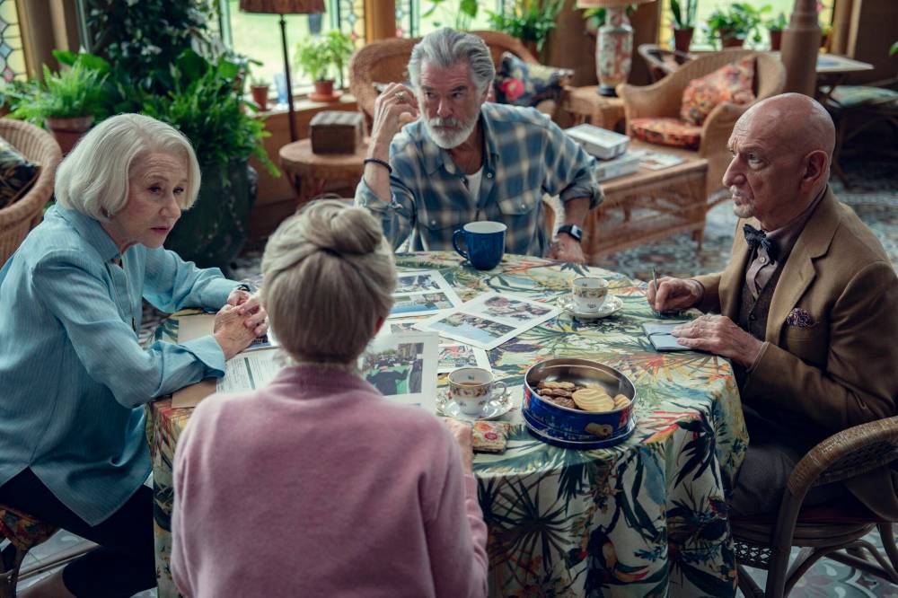 Netflix
                                Helen Mirren (clockwise from left), Pierce Brosnan, Ben Kingsley and Celia Imrie star in The Thursday Murder Club.