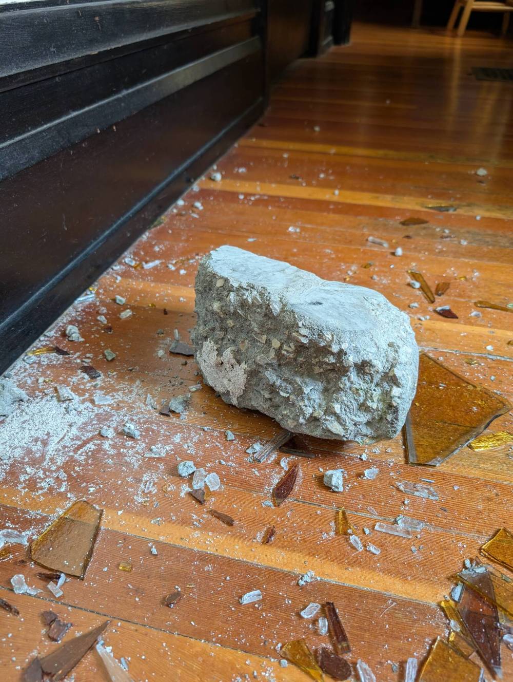 SUPPLIED
A chunk of concrete was used to smash the window.