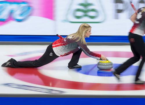 Andrew Vaughan / Canadian Press files
                                Jennifer Jones delivers a skip&rsquo;s stone for Team Canada at the Scotties Tournament of Hearts in Sydney, N.S., in 2019.