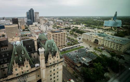 JOHN WOODS / FREE PRESS Winnipeg cityscape from Fort Garry Place Monday, August 25, 2025. Reporter: ?