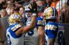 ETHAN CAIRNS / THE CANADIAN PRESS FILES
                                Winnipeg Blue Bombers receiver Dalton Schoen (centre) returns from the six-game injured list for the Labour Day Classic on Sunday. The one-two punch of Schoen and teammate Nic Demski (left) will give Winnipeg’s attack a completely different look.