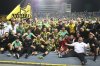Kairat players celebrate after winning the Champions League playoff second leg soccer match between Kairat and Celtic at Ortalyk stadium in Almaty, Kazakhstan, Wednesday, Aug. 27, 2025. (AP Photo/Alikhan Sariyev)