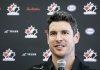 Team Canada hockey player Sidney Crosby speaks to the media at Hockey Canada’s National Teams orientation camp in Calgary, Wednesday, Aug. 27, 2025. THE CANADIAN PRESS/Jeff McIntosh