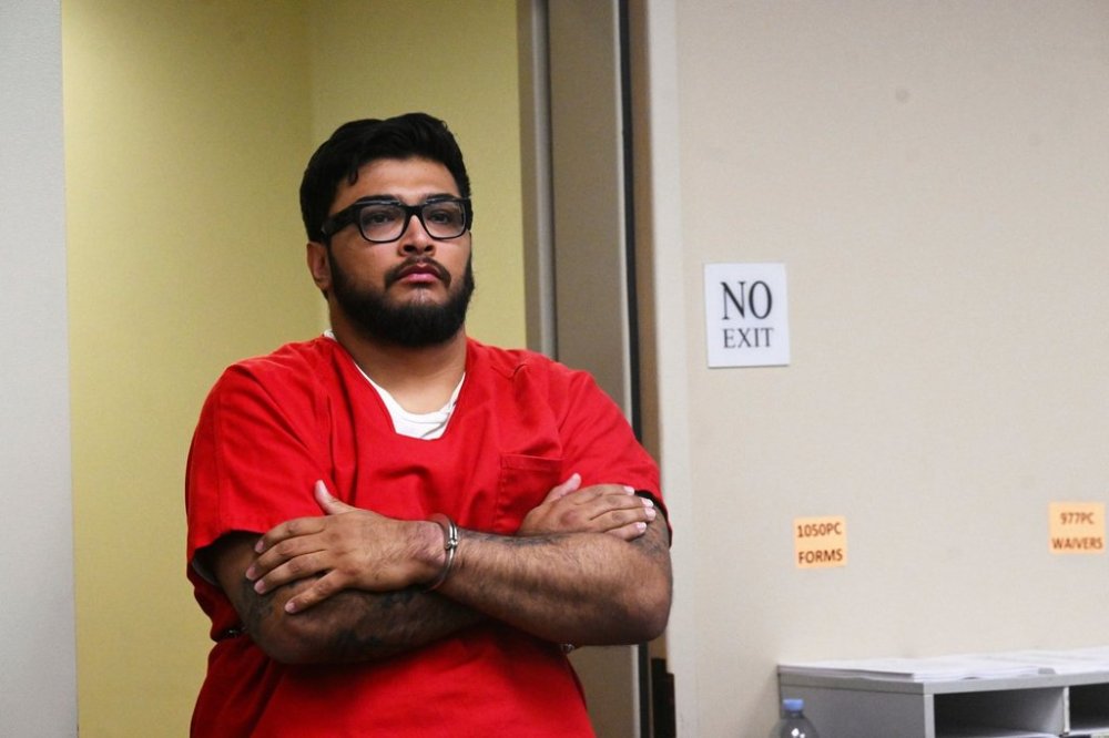 Jake Haro, charged with the murder of his son Emmanuel Haro and making a false report, appears for a hearing at Superior Court, Thursday, Sept. 4, 2025, in Riverside, Calif. , where he pleaded not guilty. (Anjali Sharif-Paul/The Orange County Register via AP, Pool)