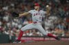 Los Angeles Angels starting pitcher Tyler Anderson throws during the second inning of a baseball game against the Houston Astros in Houston, Friday, Aug. 29, 2025. (AP Photo/Ashley Landis)