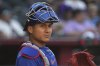 FILE - Chicago Cubs catcher Miguel Amaya (9) looks for a sign in the first inning during a baseball game against the Arizona Diamondbacks, Sunday, March 30, 2025, in Phoenix. (AP Photo/Rick Scuteri, File)