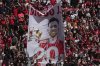 Liverpool fans hold a banner in the memory of Diogo Jota before the FA Community Shield final soccer match between Liverpool and Crystal Palace at Wembley Stadium in London,Sunday, Aug. 10, 2025. (AP Photo/Dave Shopland)