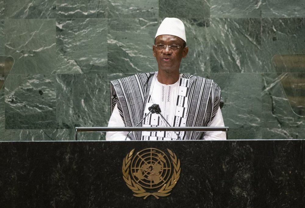 FILE - Mali's Prime Minister Choguel Maiga addresses the 76th session of the United Nations General Assembly at U.N. headquarters, Sept. 25, 2021. (Kena Betancur/Pool Photo via AP, File)