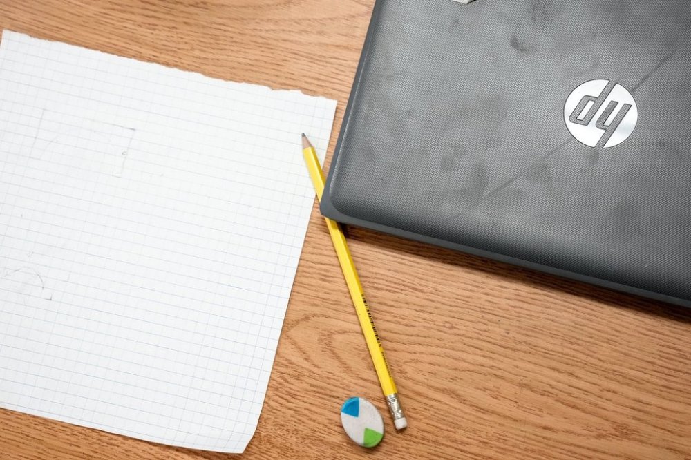 A student's laptop sits on their desk at a school in Toronto on Tuesday, Jan. 9, 2024. THE CANADIAN PRESS/Chris Young