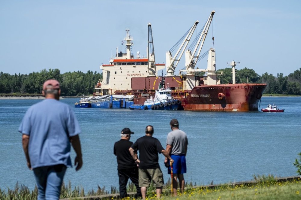 The Federal Yamaska is photographed on the St. Lawrence River, north of Verchères, Que., Friday, Aug. 15, 2025. THE CANADIAN PRESS/Christopher Katsarov