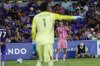 Inter Miami midfielder Fafà Picault (7) gets ready for penalty kick against Orlando City goalkeeper Pedro Gallese (1) during the first half of an MLS soccer match, Sunday, Aug. 10, 2025, in Orlando, Fla. (AP Photo/Kevin Kolczynski)