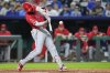 Los Angeles Angels' Jo Adell hits a three-run home run during the sixth inning of a baseball game against the Kansas City Royals, Wednesday, Sept. 3, 2025, in Kansas City, Mo. (AP Photo/Charlie Riedel)