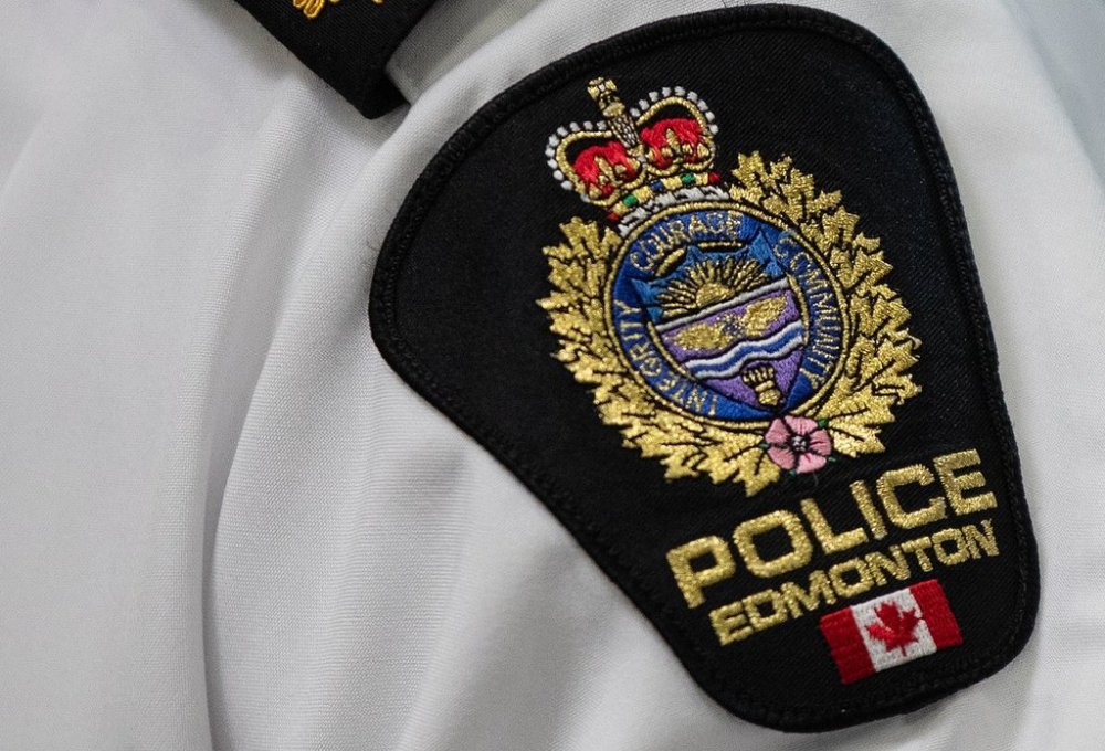 An Edmonton Police Service shoulder badge is shown in Edmonton on Tuesday, Aug 1, 2023.THE CANADIAN PRESS/Jason Franson