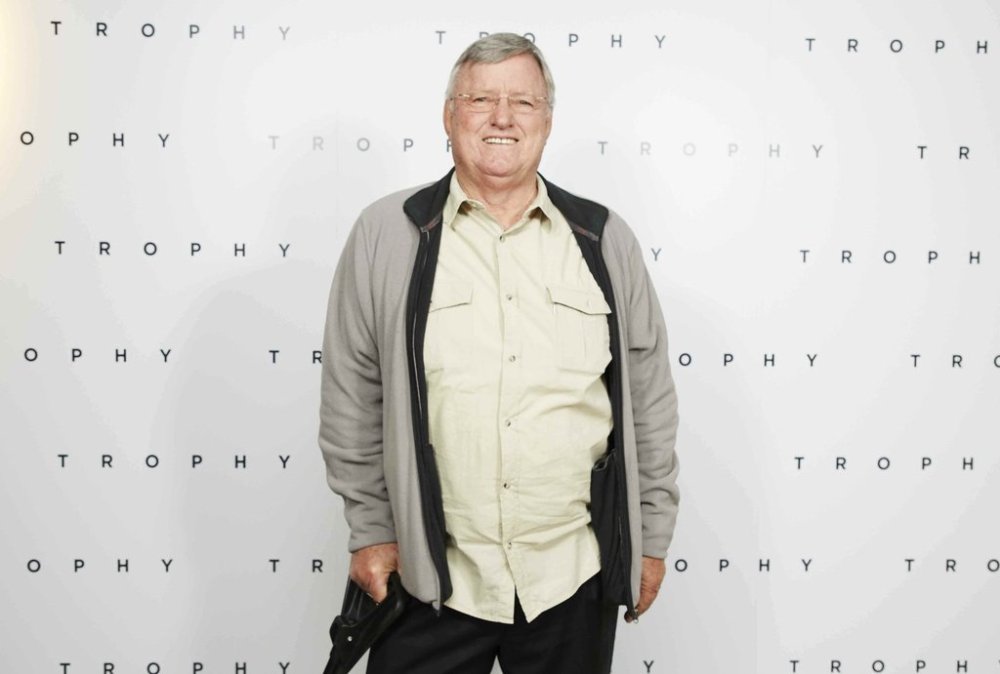 FILE - Rhinosaurus breeder John Hume poses for photographs at the Gala Premiere of Trophy, a documentary about the complex industry of big-game hunting and conservation in Africa and the U.S, at a central London cinema, Tuesday, Nov. 14, 2017. (Photo by Joel Ryan/Invision/AP, File)