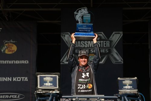 Professional bass angler Chris Johnston, of Canada, poses with the Bassmaster Angler of the Year trophy in La Crosse, Wisc., on Saturday, Aug. 23, 2025. THE CANADIAN PRESS/Handout - Bass Anglers Sportsman Society (BASS)