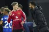 FILE - Manchester United's head coach Ruben Amorim, right, talks with Alejandro Garnacho during the English Premier League soccer match between Ipswich Town and Manchester United at Portman Road stadium in Ipswich, England, Sunday, Nov. 24, 2024. (AP Photo/Dave Shopland, File)