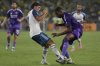 Nashville SC midfielder Gastón Brugman, left, and Orlando City forward Tyrese Spicer, right, vie for the ball during the first half of an MLS soccer match Saturday, Aug. 23, 2025, in Nashville, Tenn. (AP Photo/George Walker IV)