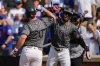 New York Mets' Pete Alonso (20) celebrates after hitting a two-run home run during the first inning of a baseball game against the San Francisco Giants, Saturday, Aug. 2, 2025, in New York. (AP Photo/Yuki Iwamura)