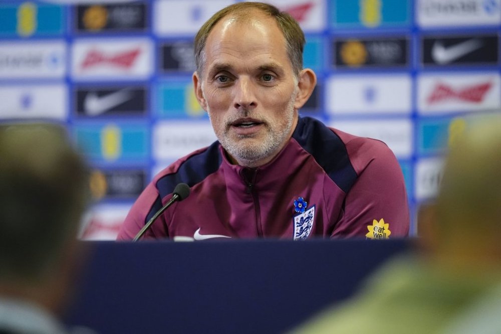 England manager Thomas Tuchel speaks during a press conference at St George's Park, Burton upon Trent, England, Friday, Sept. 5, 2025. (Nick Potts/PA via AP)