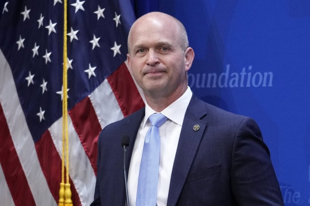Kevin Roberts, president of The Heritage Foundation, speaks at The Heritage Foundation on Wednesday, April 12, 2023, in Washington. (AP Photo/J. Scott Applewhite, File)