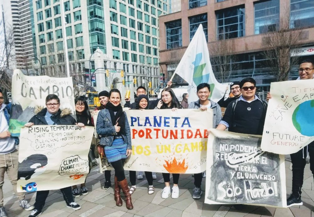 Violette Baillargeon stands with a group of high school students attending a climate rally in Metro Vancouver, in this undated handout photo. THE CANADIAN PRESS / Handout - Violette Baillargeon (Mandatory Credit)