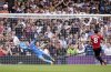 Manchester United's Bruno Fernandes misses a penalty during the English Premier League soccer match between Fulham and Manchester United at Craven Cottage, in London, Sunday Aug. 24, 2025. (Adam Davy/PA via AP)