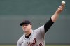Detroit Tigers starting pitcher Tarik Skubal throws during the first inning of a baseball game against the Kansas City Royals, Sunday, Aug. 31, 2025, in Kansas City, Mo. (AP Photo/Charlie Riedel)