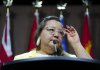 AFN National Chief Cindy Woodhouse Nepinak takes part in a press conference on Parliament Hill in Ottawa on Wednesday, June 11, 2025. THE CANADIAN PRESS/Sean Kilpatrick