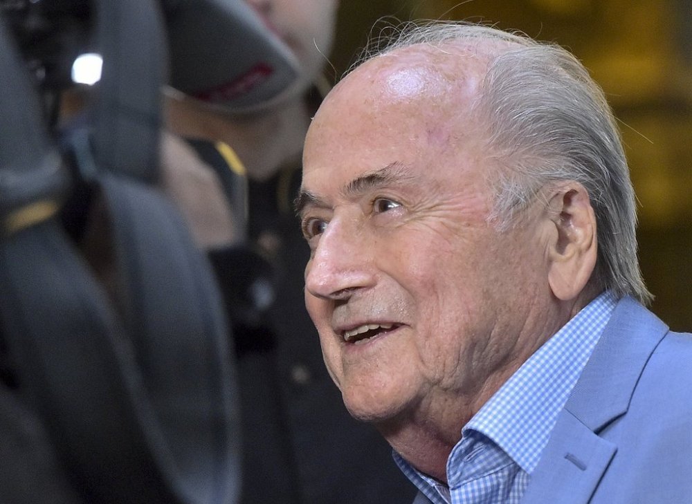 FILE- Former FIFA President Sepp Blatter arrives at a hotel in Moscow, Russia, June 19, 2018. (AP Photo/Dmitry Serebryakov, File)