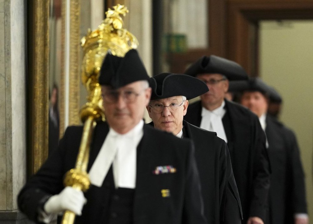 Speaker of the House of Commons Francis Scarpaleggia, second from left, takes part in his first Speakers Parade after being elected on Parliament Hill in Ottawa on Wednesday, May 28, 2025. THE CANADIAN PRESS/Sean Kilpatrick