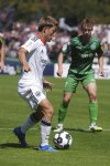 Eintracht Frankfurt's Ritsu Doan scores a goal during the first round of a German Cup soccer game against FV Engers at Oberwerth stadium, Sunday, Aug. 17, 2025, in Koblenz. (Thomas Frey/dpa via AP)