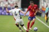 FILE - Spain's Miguel Gutierrez, right, and Egypt's Ahmed Eid battle for the ball during a men's group C soccer match between Spain and Egypt at Bordeaux Stadium, during the 2024 Summer Olympics, Tuesday, July 30, 2024, in Bordeaux, France. (AP Photo/Moises Castillo, file)