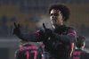 FILE - Chelsea's Renato Veiga celebrates after scoring his side's third goal during the Europa Conference League opening phase soccer match between Astana and Chelsea at the Almaty Ortalyk stadium in Almaty, Kazakhstan, Thursday, Dec. 12, 2024. (AP Photo, file)