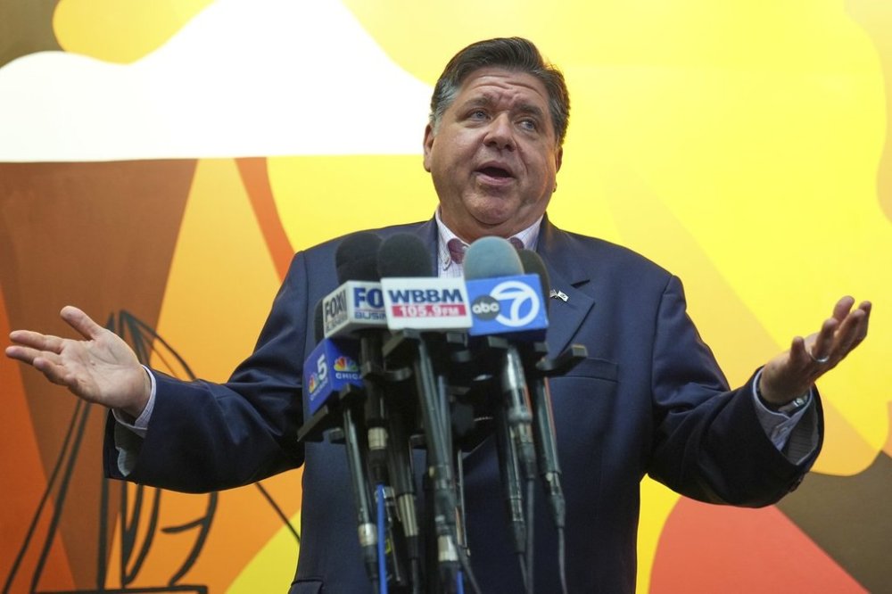 Illinois Gov. JB Pritzker speaks at a news conference after meeting with community violence intervention (CVI) leaders at an emergency response training to prepare for federal deployments in Chicago, Wednesday, Sept. 3, 2025. (AP Photo/Nam Y. Huh)